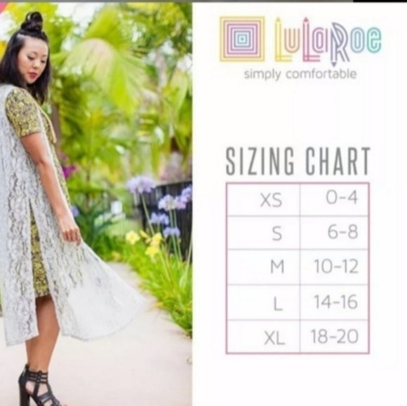 Lularoe Joy Long Vest Large Roses - Picture 5 of 11